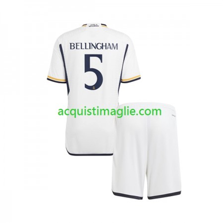 Divisa di Calcio Real Madrid Jude Bellingham 5 Bambino Prima 2023/2024
